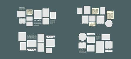 Set Moodboard picture photo collage design template vector