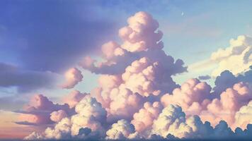 Anime-style cloud loop animation video
