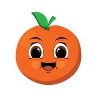 illustration of a cute orange with a funny face on a white background. vector