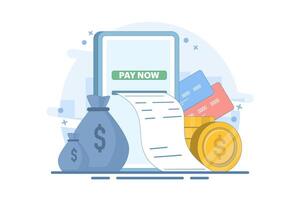 Online Card Payment Concept, Easy Payment. Easy Edit and Customize, Money Transfer, Mobile Wallet Concept for banner, mobile app, presentation. Flat illustration on background. vector
