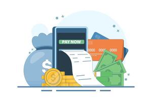 Online Card Payment Concept, Easy Payment. Easy Edit and Customize, Money Transfer, Mobile Wallet Concept for banner, mobile app, presentation. Flat illustration on background. vector