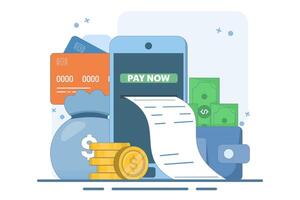 Online Card Payment Concept, Easy Payment. Easy Edit and Customize, Money Transfer, Mobile Wallet Concept for banner, mobile app, presentation. Flat illustration on background. vector