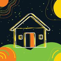 Abstract House Illustration Colorful Design with Geometric Shapes vector