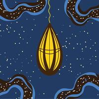 Night Sky Lantern Abstract Art with Celestial Design vector