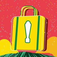 Yellow Suitcase with Exclamation Mark Abstract Art vector