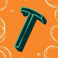 Bold 3D Letter T Design, Abstract Background vector