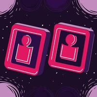 Abstract 3D Icons Double Square Frames with Inner Figures vector