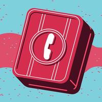 Retro Phone Icon Communication Device Graphic vector