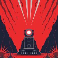 Red Desert Landscape with Mysterious Structure vector