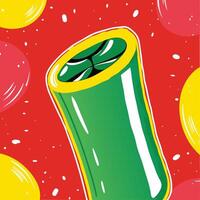 Abstract Green and Yellow Cylinder on Red Background vector