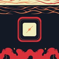 Abstract Red and Black Geometric Design with Compass Icon vector