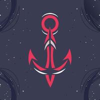 Abstract Red Anchor Nautical Design Element vector