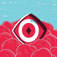 Abstract Eye in Red Clouds A Vivid Visual vector