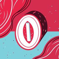 Abstract Fruit Slice Design Red and Teal Isometric Illustration vector