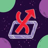 Abstract Red Arrow in Purple Frame, Modern Design vector