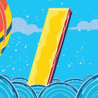 Summer Waves Abstract Ocean Scene with Yellow and Red vector