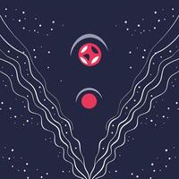 Celestial Abstract Art Wavy Lines, Stars, and Planets vector
