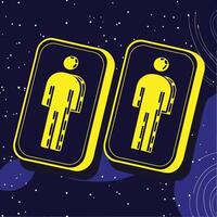 Abstract Dual Figure Symbol Yellow Icons on Dark Background vector