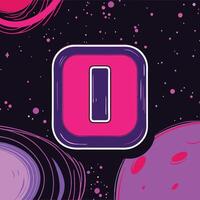 Cosmic Letter O Abstract Space Design vector