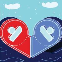 Abstract Heart Shaped Icons Connection and Unity vector