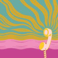 Abstract Phone Receiver with Wavy Lines Background vector