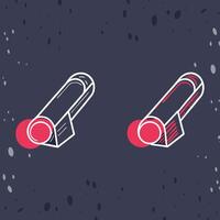 Abstract Isometric Tube Design Graphics, Red Circle, Dark Background vector