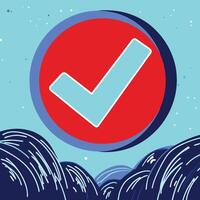Abstract Checkmark Design Blue, Red, and White Graphic vector