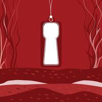 Abstract Red Landscape with Keyhole Tag vector