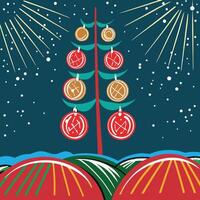 Abstract Winter Holiday Tree with Ornament Design vector