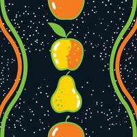 Fruit Pattern Apples, Pears, Colorful Design, Seamless Repeat, Illustration vector