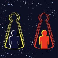 Dual Perspectives Exploring the Universe's Mysteries vector