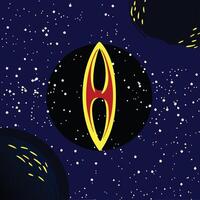 Cosmic Vessel Interstellar Journey Through Nebula vector
