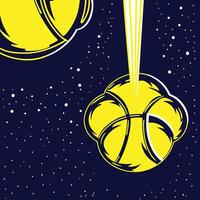 Cosmic Sphere Encounter Yellow Celestial Bodies in Deep Space vector