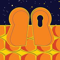 Cosmic Keyhole Abstract Orange and Yellow Design vector
