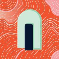 Abstract Archway Design with Red and Mint Green vector