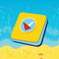 Abstract Button Design Underwater, Yellow, Arrow Down vector