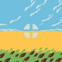 Abstract Nature Scene Sky, Field, and Leaves vector