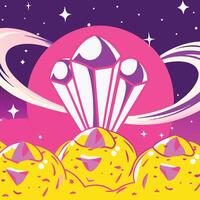 Cosmic Crystal Cluster on Planet Surface vector