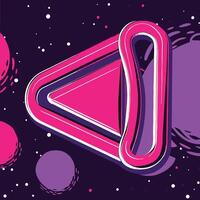 Abstract Cosmic Play Button Pink, Purple, and White Design vector