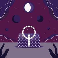 Cosmic Handbag Celestial Pattern, Night Sky, Mystical Design vector