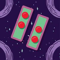 Abstract Cosmic Design Green and Purple Shapes with Red Circles vector