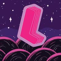 Abstract Cosmic Art Pink L Shape in Nebula vector