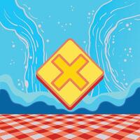 Abstract Aquatic Scene with X Symbol vector