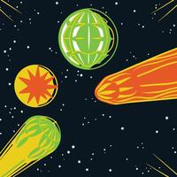 Cosmic Flight Celestial Bodies and Spacecraft in Motion vector