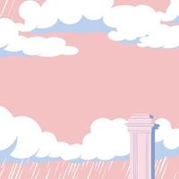 Rainy Day, Clouds, Pink Sky, Column, Abstract Art vector