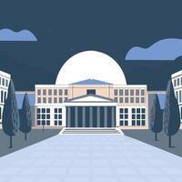 Grand Building at Night Architectural Design and Cityscape vector