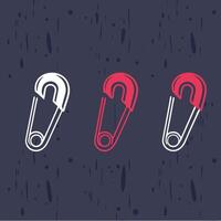 Safety Pins Color Variations, Design Elements, and Graphic Illustrations vector