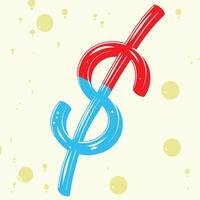 Abstract Dollar Sign Design Bold Colors, Bubbles Background vector
