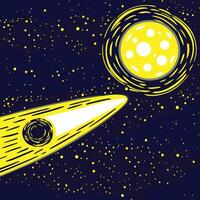 Comet Approaching Celestial Body in Space vector