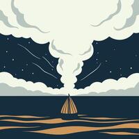 Sailboat at Night Abstract Ocean Scene with Clouds vector